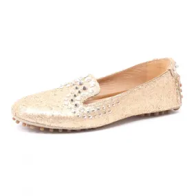 B3968 mocassino donna CAR SHOE scarpa platino glitter borchie loafer shoe woman
