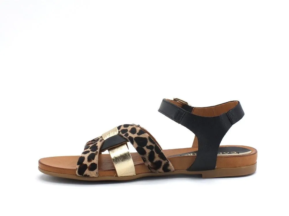 CAFENOIR Sandalo Intreccio Animalier Multi Nero GA1860