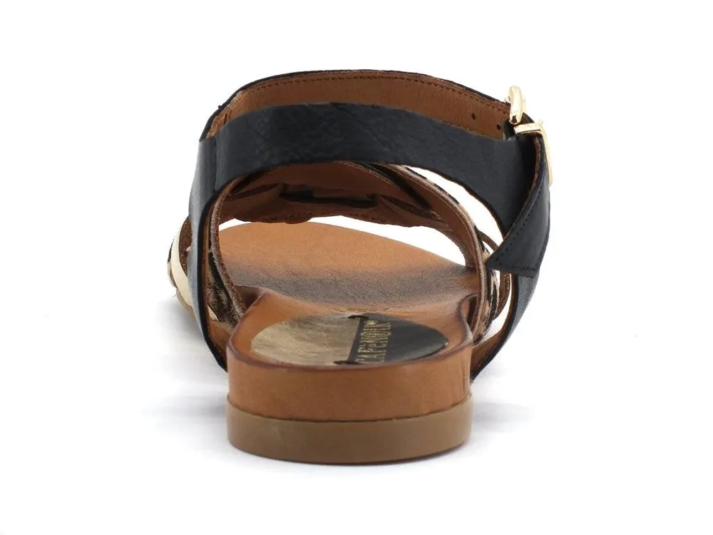 CAFENOIR Sandalo Intreccio Animalier Multi Nero GA1860