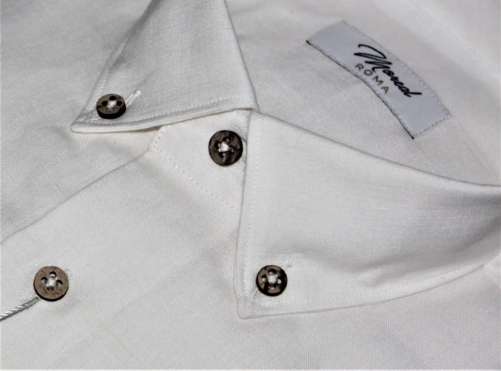 Camicia lino bianca collo button down
