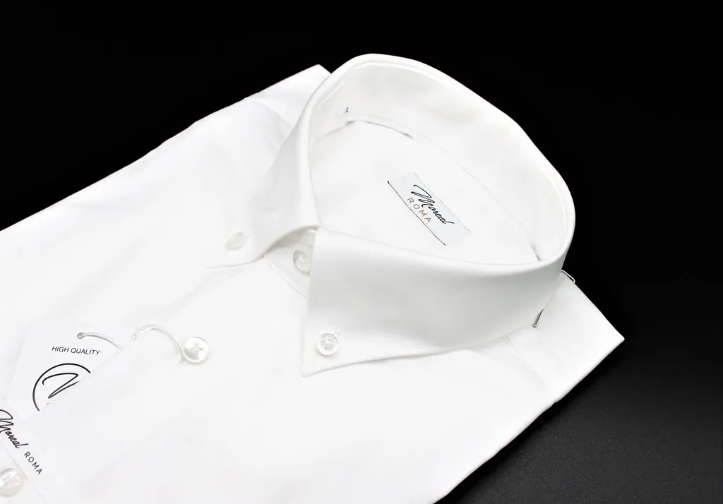 Camicia polso semplice pin point bianca