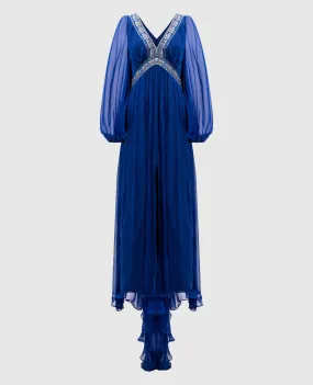 EMILIO PUCCI Maxi abito blu in seta con cristalli 41RG50