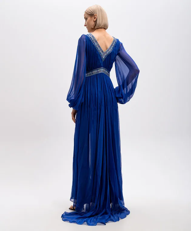 EMILIO PUCCI Maxi abito blu in seta con cristalli 41RG50