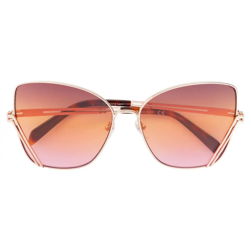 Emilio Pucci - Occhiali da Sole Logo Cat-Eye - Rosa Arancione Oro - Occhiali da Sole - Emilio Pucci Eyewear