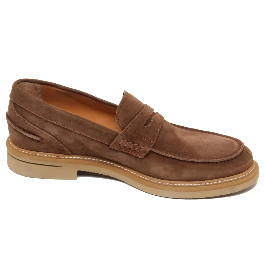 F4980 mocassino uomo light brown ALTIERI MILANO scarpe suede shoe loafer man