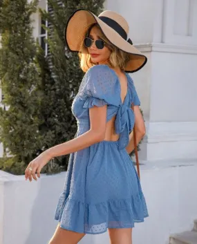 Female 2022 Spring Summer Fashion New High Waisted Temperamental Commuting Backless Dresses Cute Princess Dress With A B