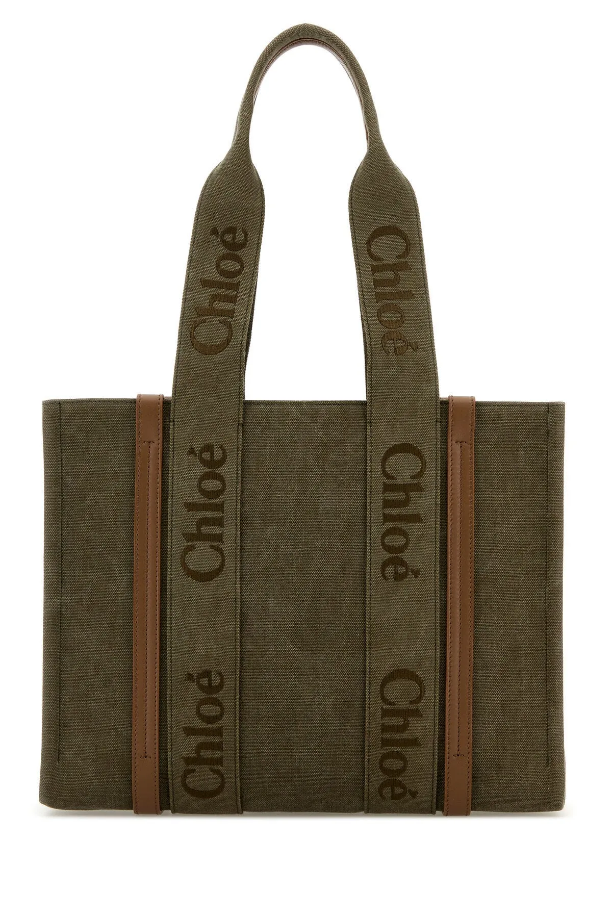 Khaki canvas medium Woody shopping bag     