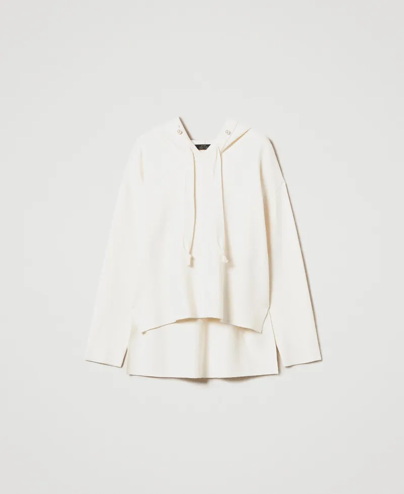 Maglia con cappuccio e perle