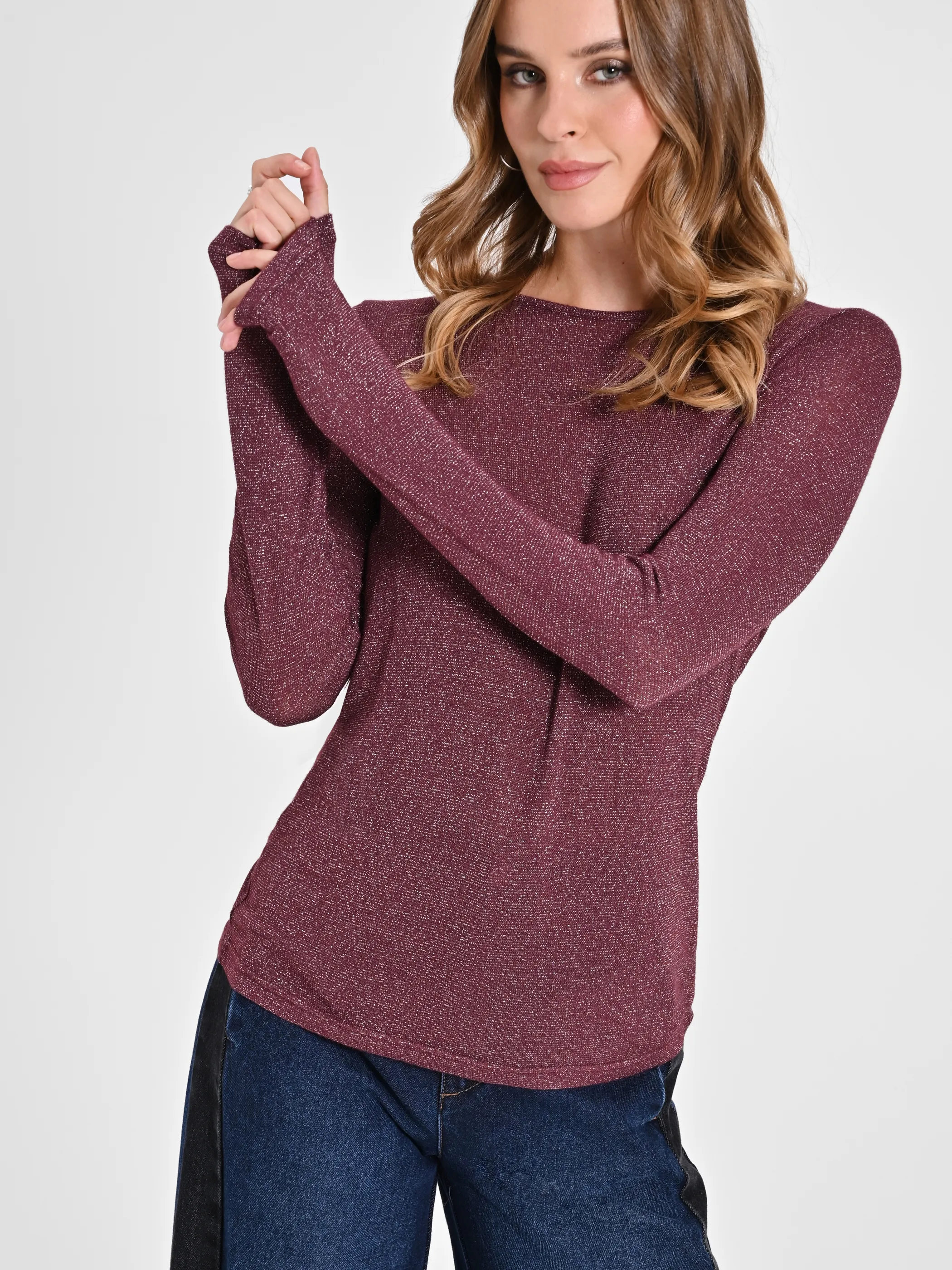      Maglia in Lurex Bordeaux     