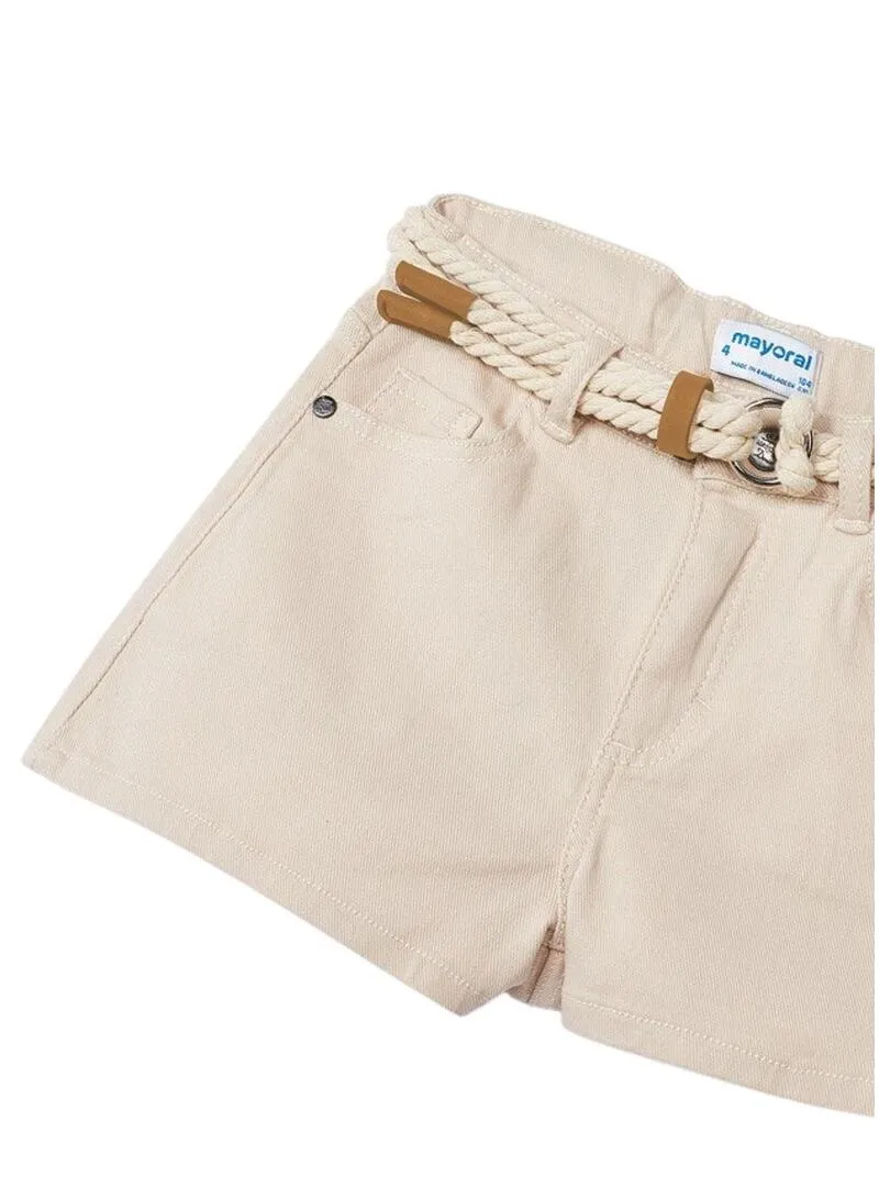Pantaloni Corto Mayoral Sarga Beige per Bambina