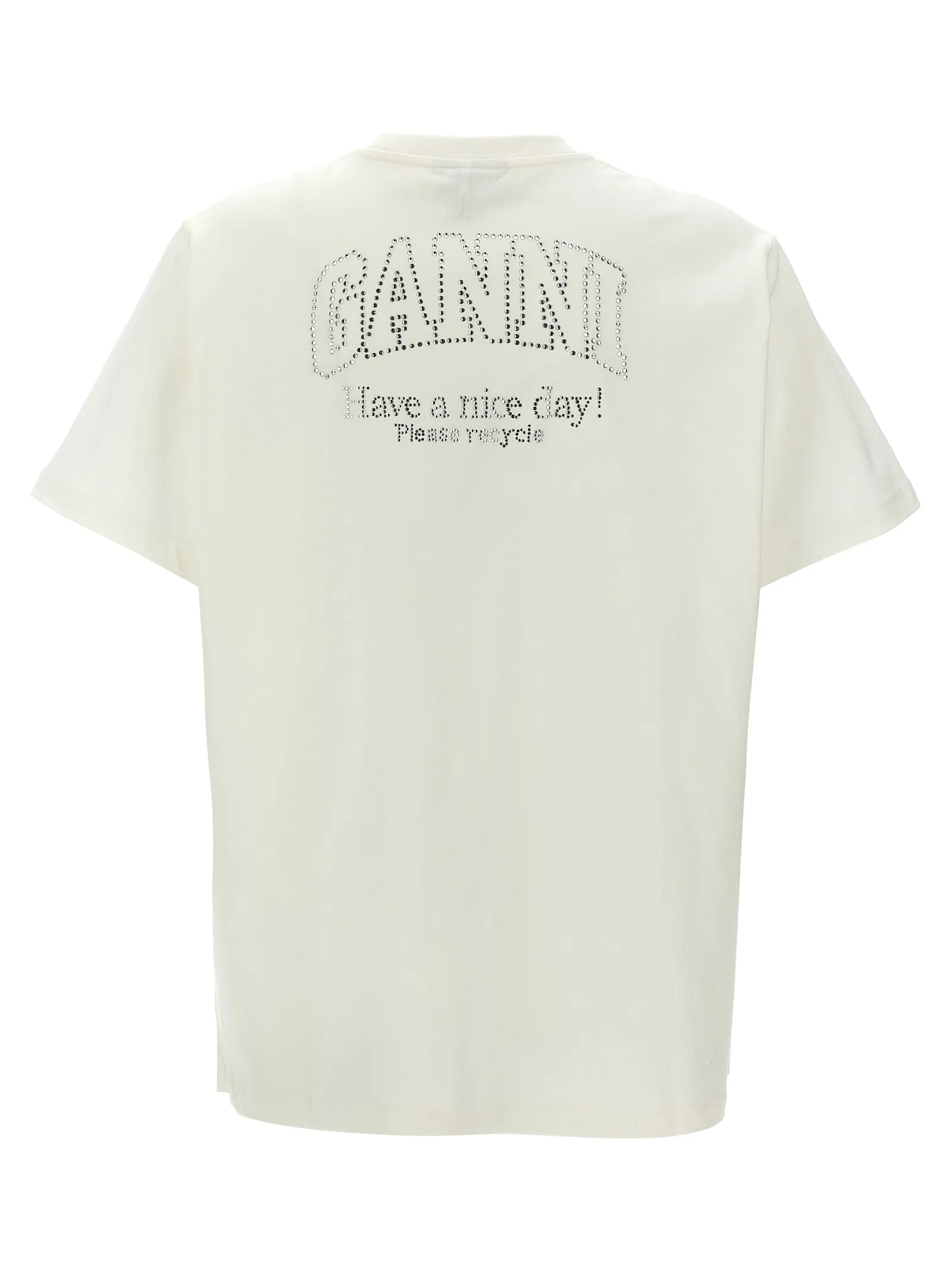 Rhinestone Logo T Shirt Bianco