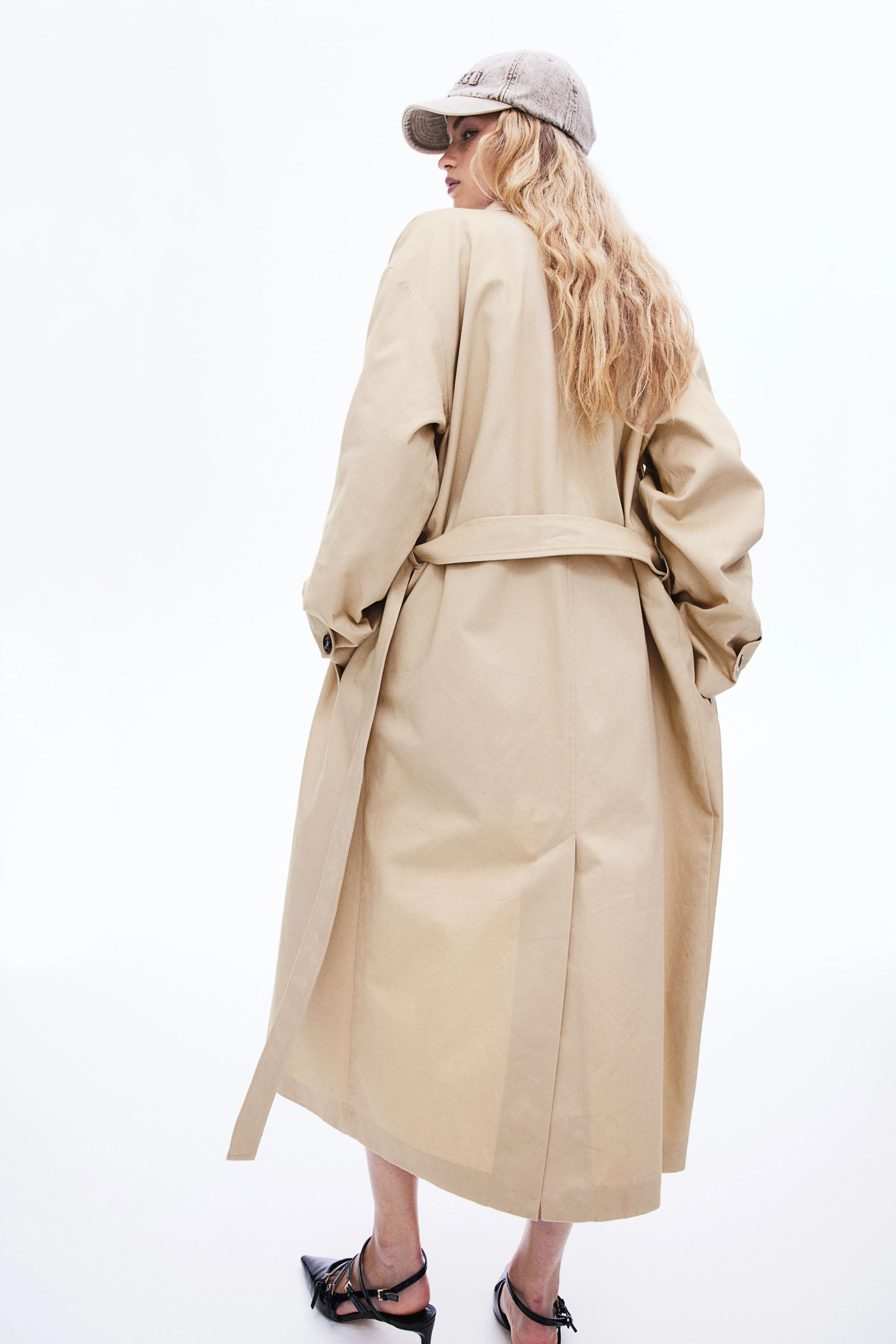 Trench monopetto in twill